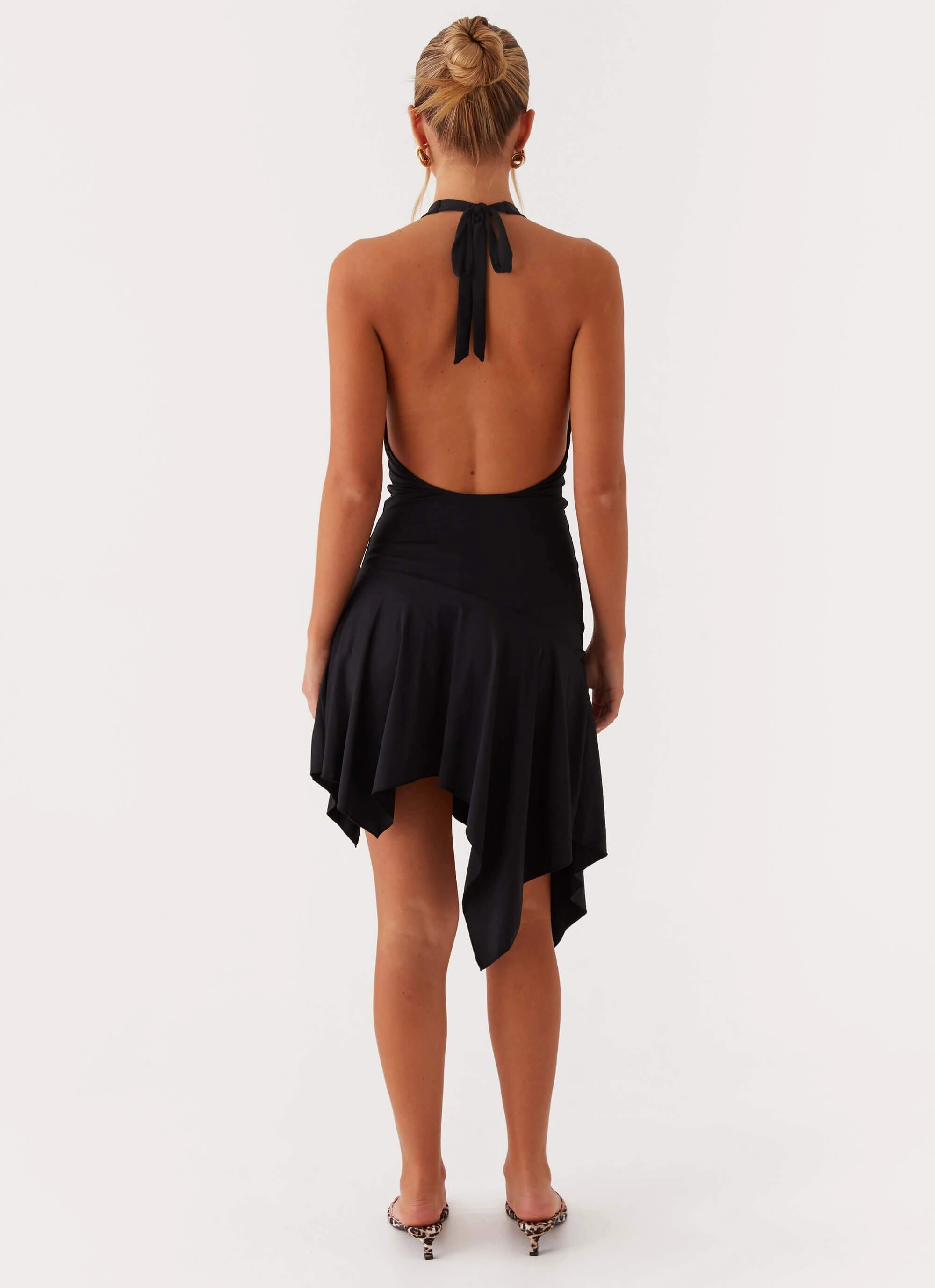 Lilyana Low Back Halter Midi Dress - Black Free Shape