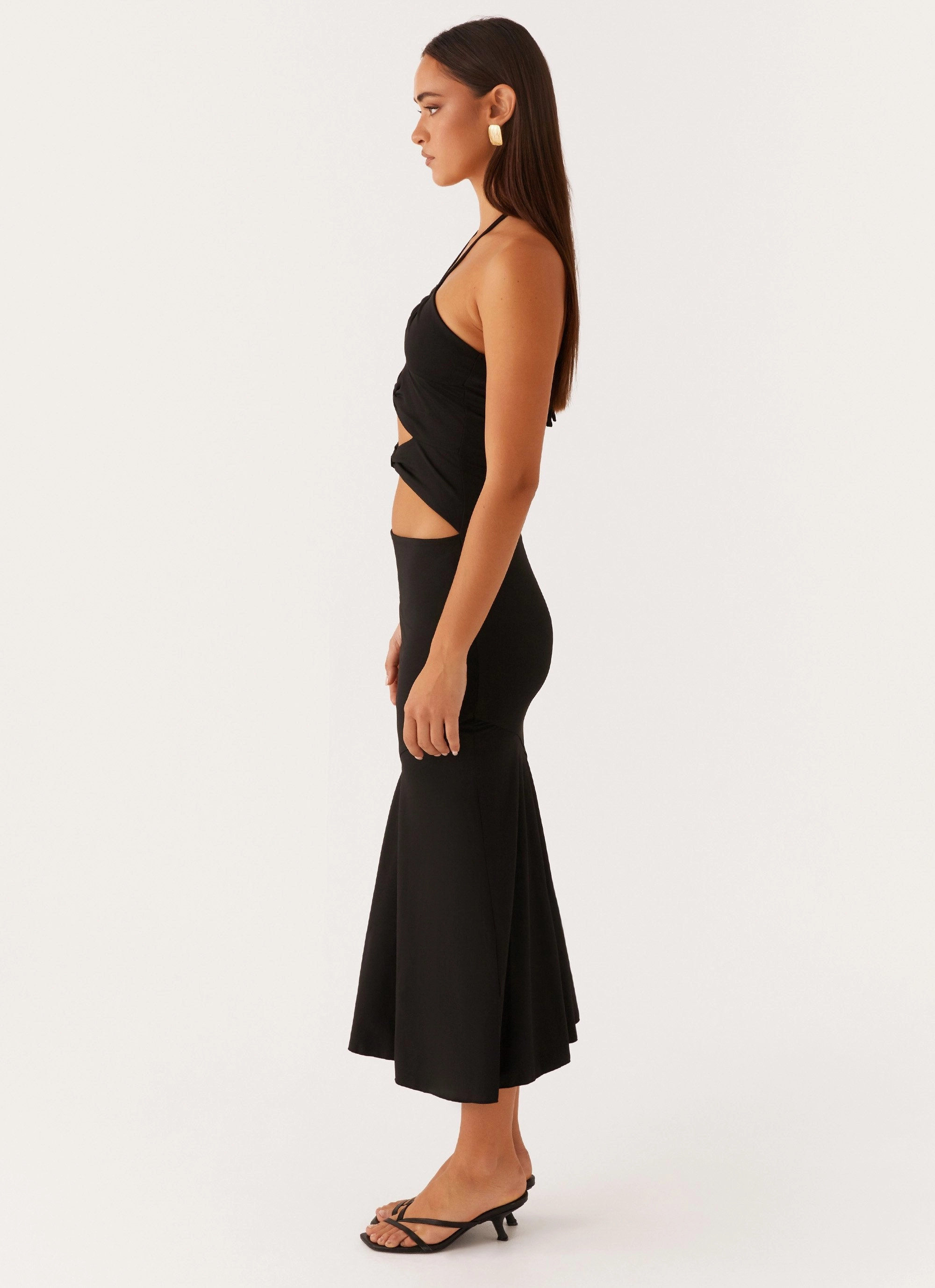 Midnight Mood Zena Halterneck Midi Dress - Black