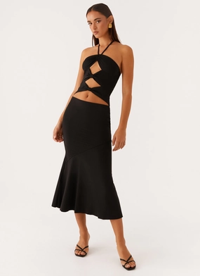 Zena Halterneck Midi Dress - Black Bold Structure