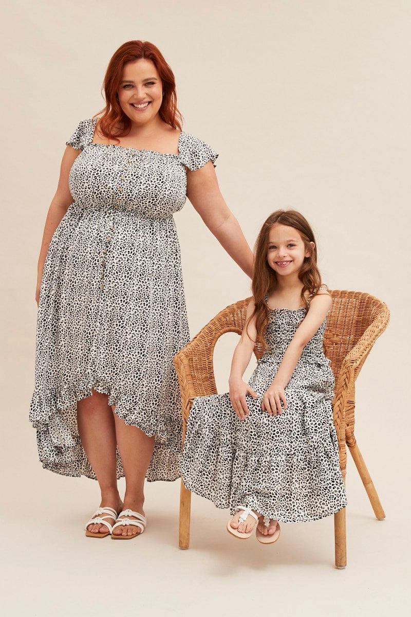 Animal Print Kids Midi Dress Singlet Tiered City Ready