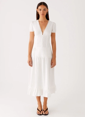 London Midi Dress - White Lace Soft Soft Fashion