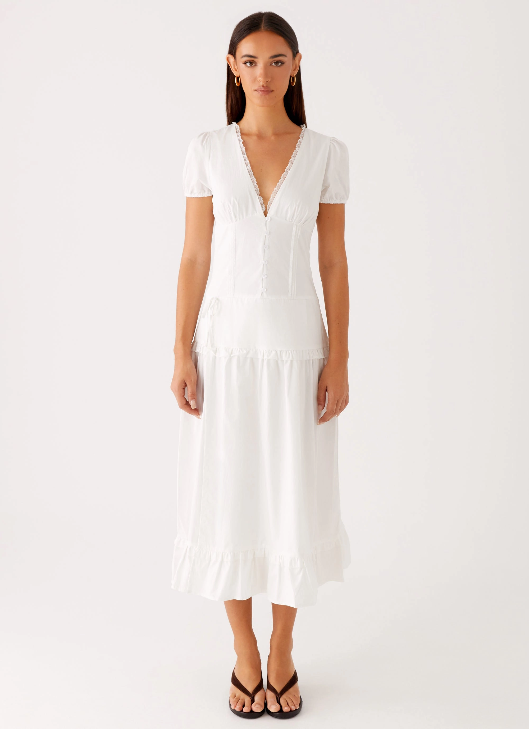 London Midi Dress - White Lace Soft Soft Fashion