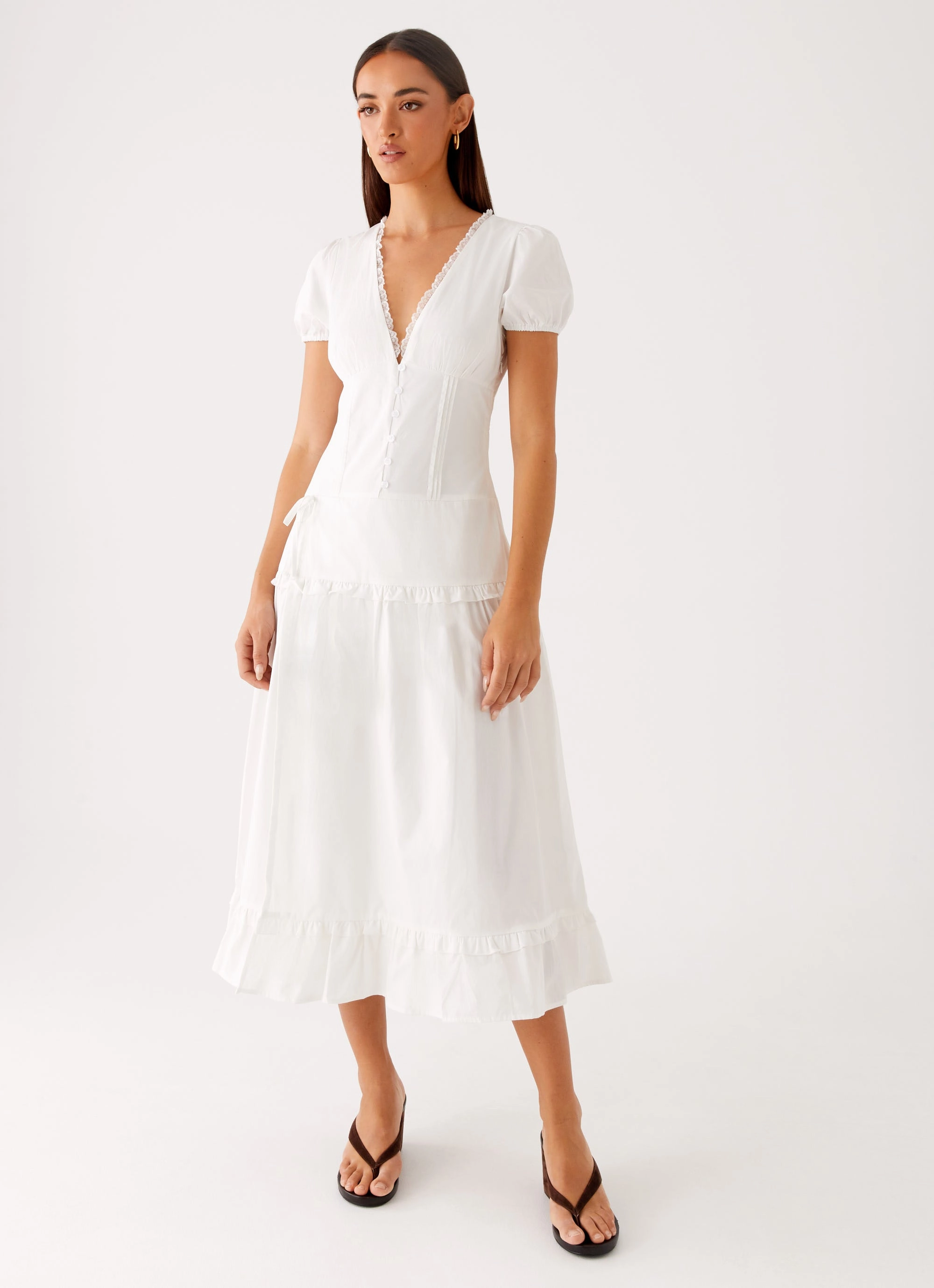 London Midi Dress - White Polite Color
