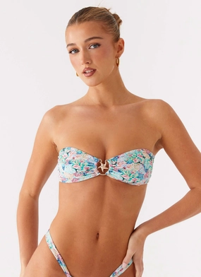 Ultraviolet Barrier Tanning Time Lory Strapless Bikini Top - Santorini Floral