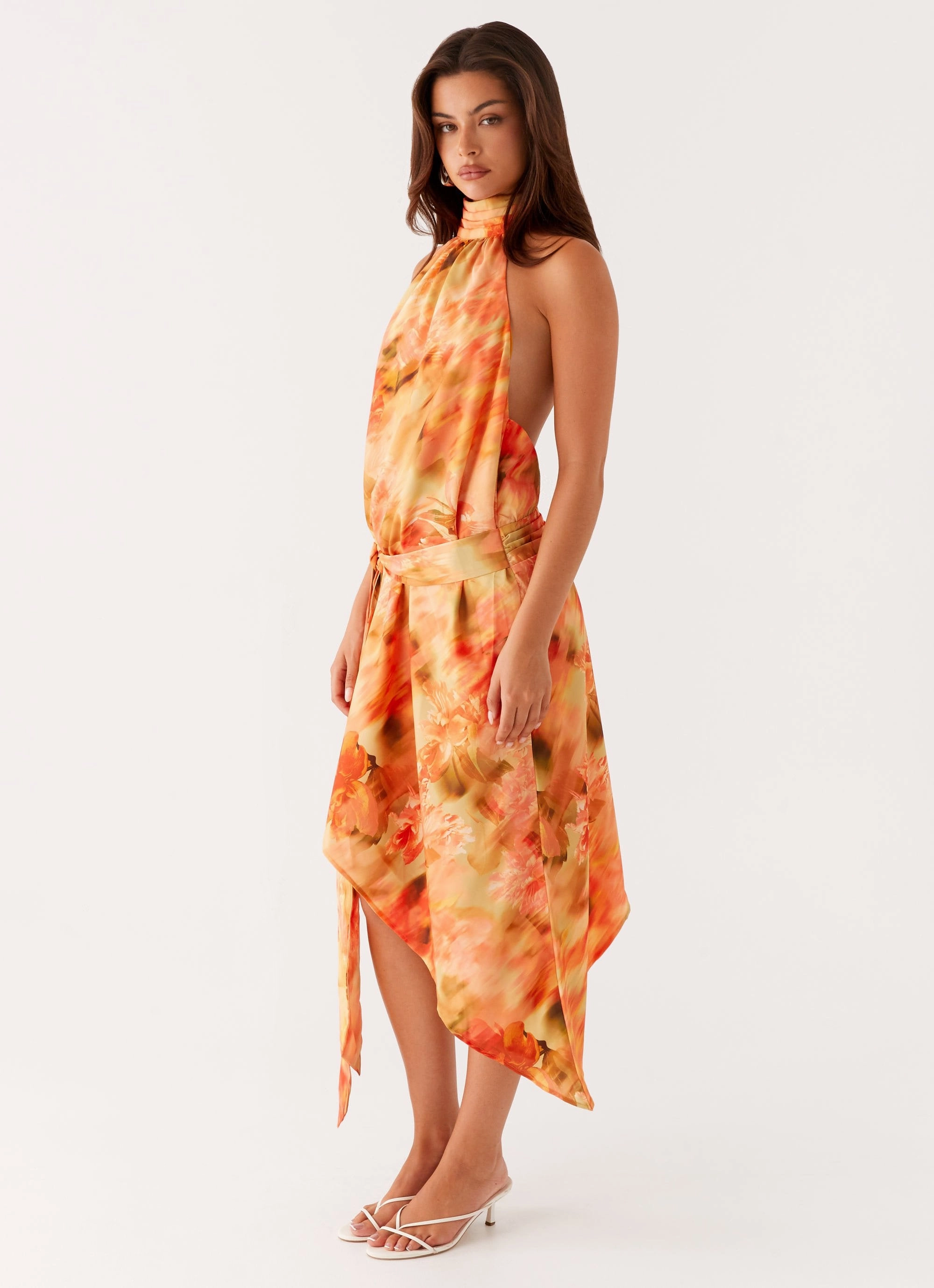Retro Detail Dainty Finish Lou Midi Dress - Sunset Floral