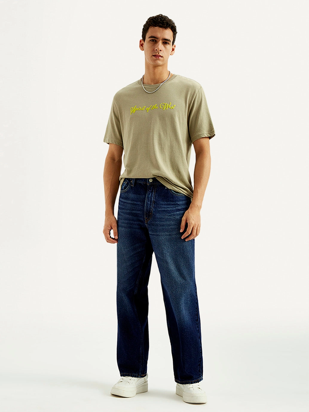 Men's 578 Dark Blue Baggy Fit Mid Rise Jeans Casual Friday Elegant Casual