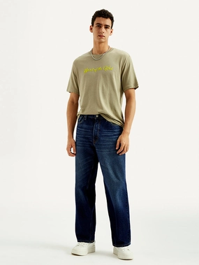 Men's 578 Dark Blue Baggy Fit Mid Rise Jeans Casual Friday Elegant Casual