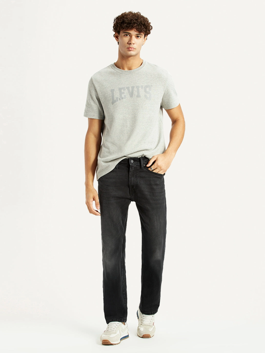 Effortless Waist Men's 505 Black Straight Fit Mid Rise Jeans