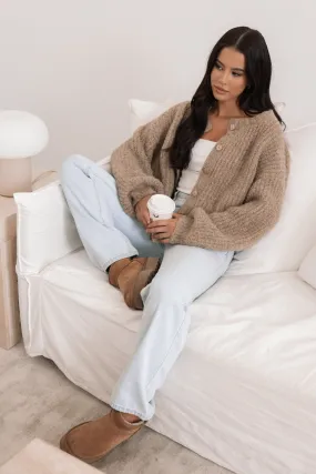 Texture Detail Smooth zipper closure Albertine Cardigan - Latte