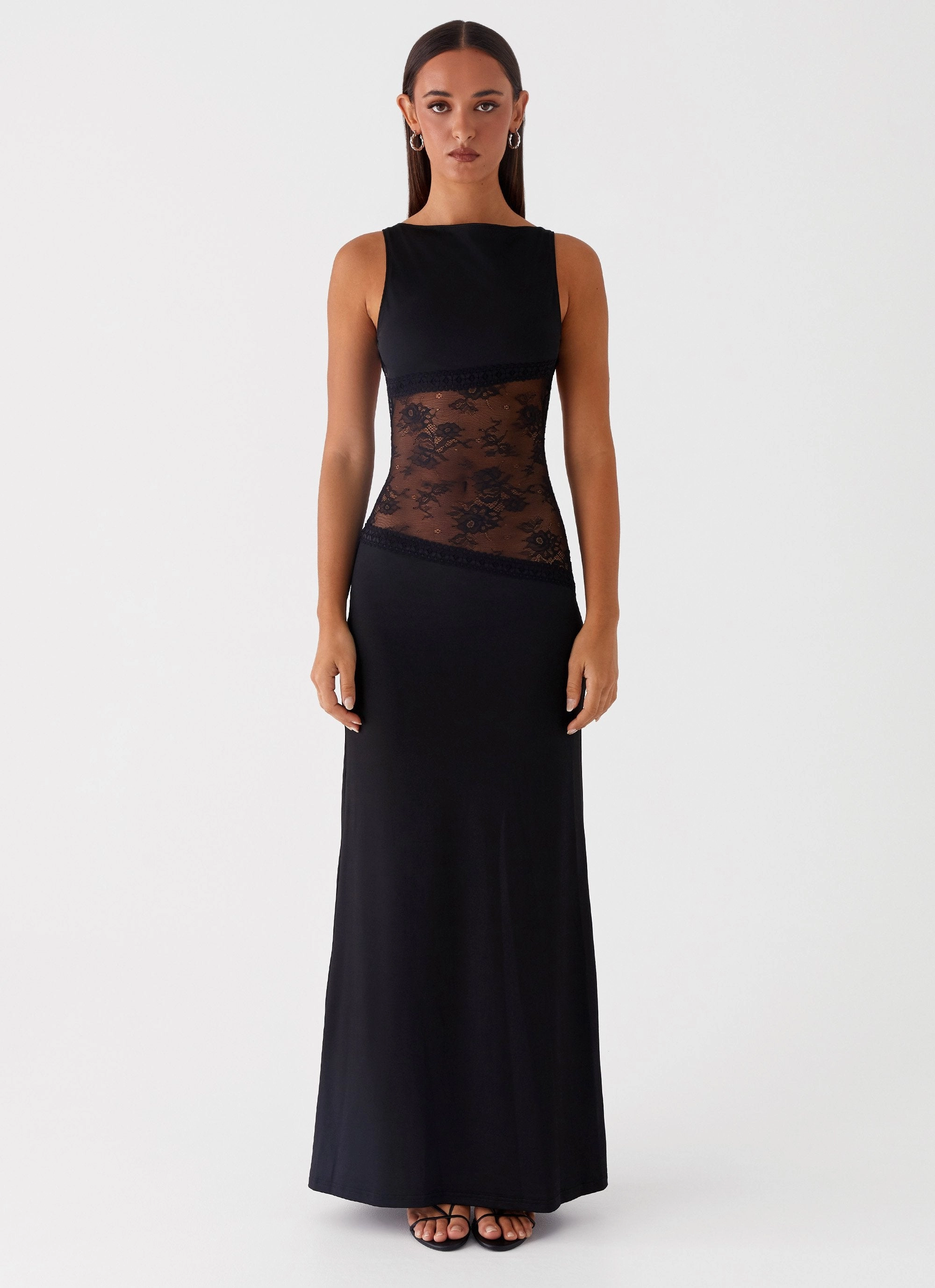 Lucinda Maxi Dress - Black Scoop-Neck