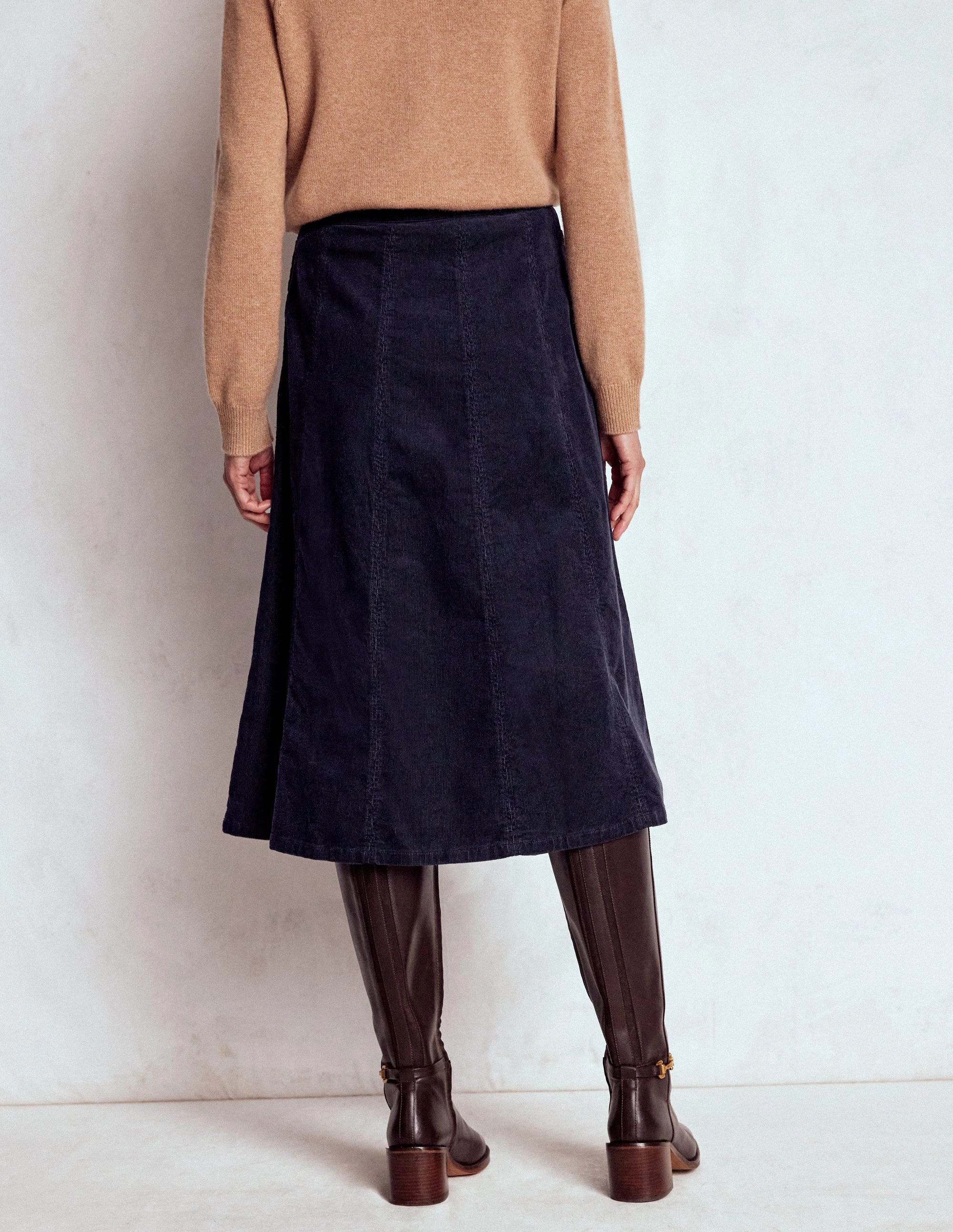 Joy Cord Midi Skirt-Navy Artisanal Craft