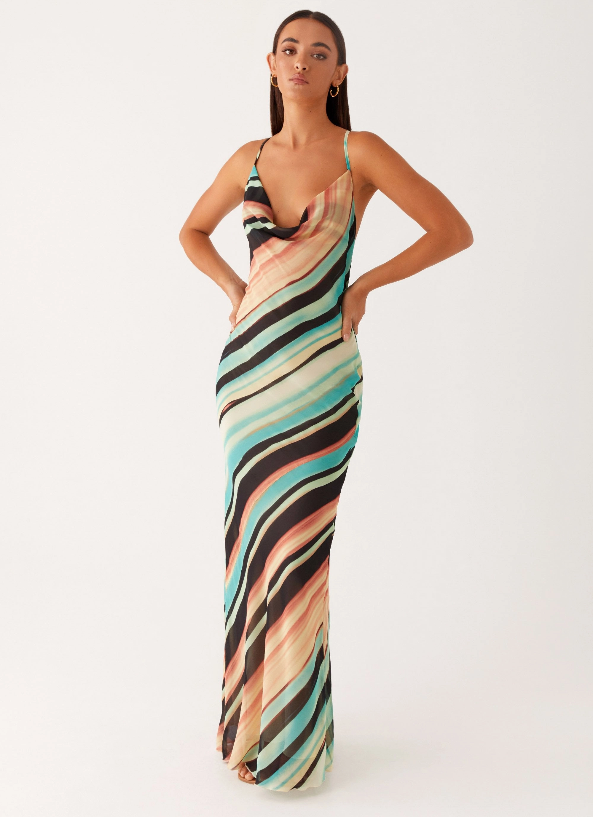 Never Knew Maxi Dress - Stripe Polite Color Clean Outfit