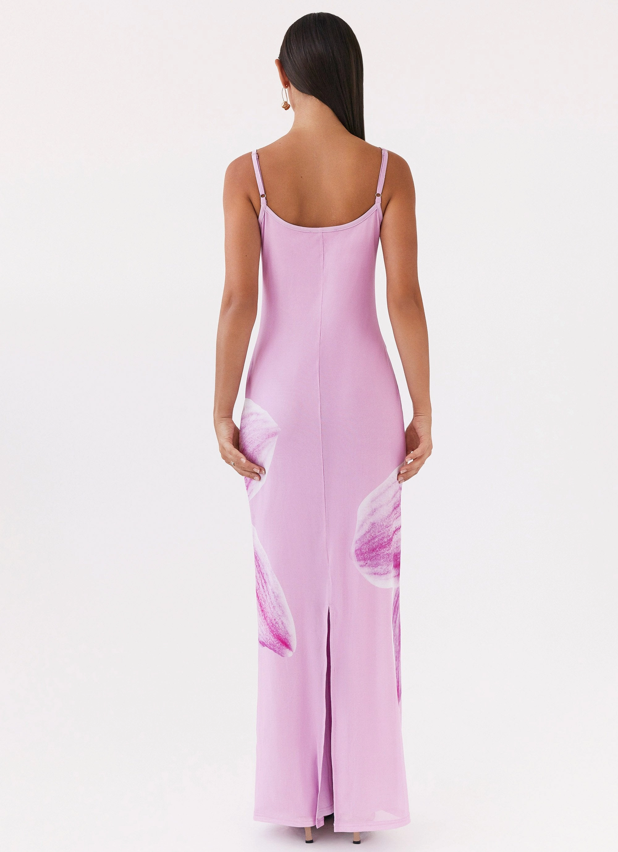 Printed-Lining Bad News Mesh Maxi Dress - Pink Magnolia