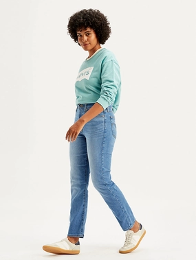 Relaxed Taper Earthy Soft Women's Blue Wedgie Straight Fit High Rise Jeans