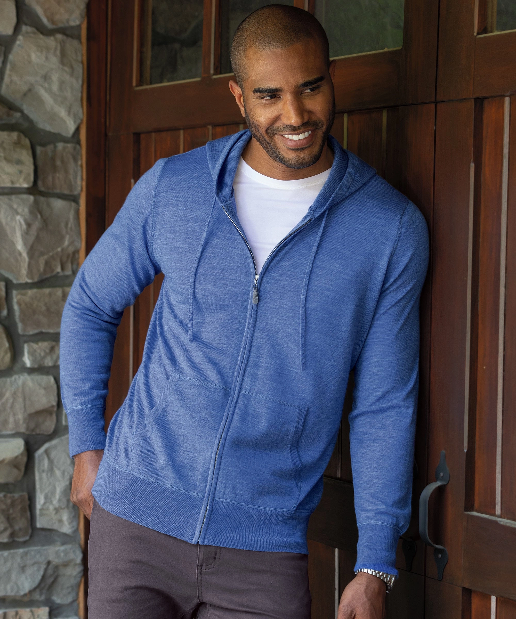 Signature Ultra Light 100% Merino Wool Full-Zip Hoodie Autumn Layer