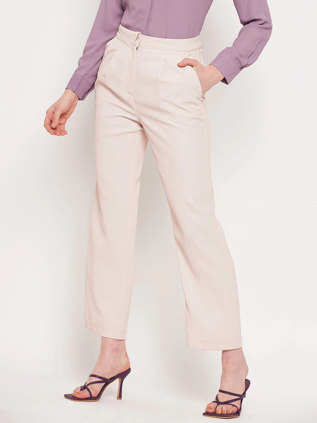 Madame Beige Trouser Casual Active Wear