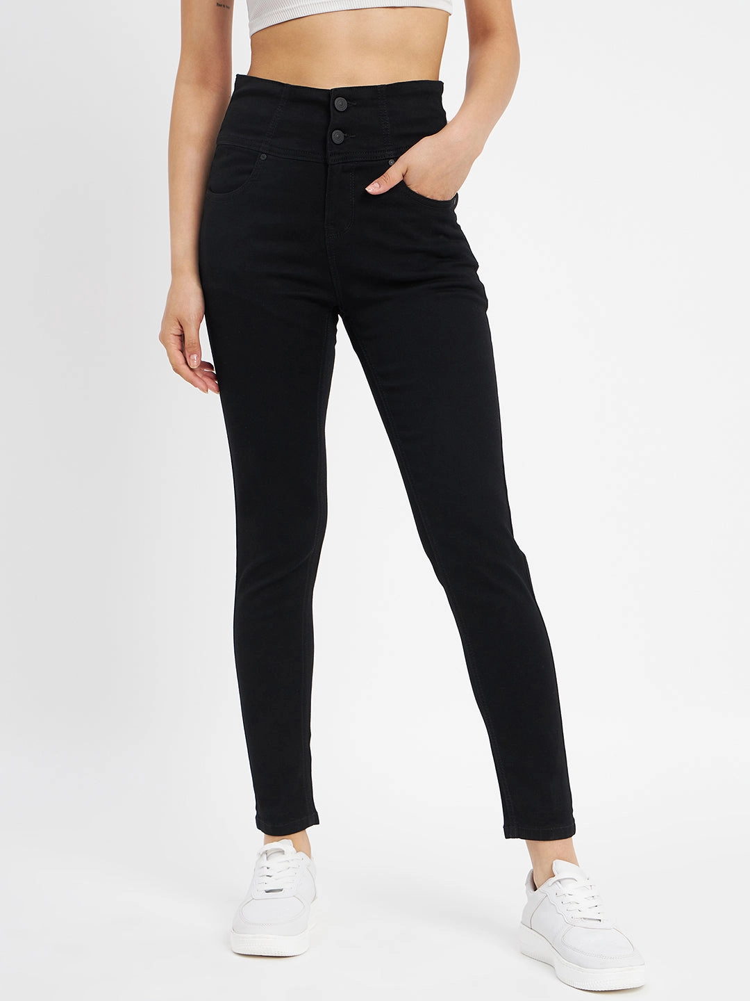 Madame Black Denim Office Wear Modern Reliable Outfit