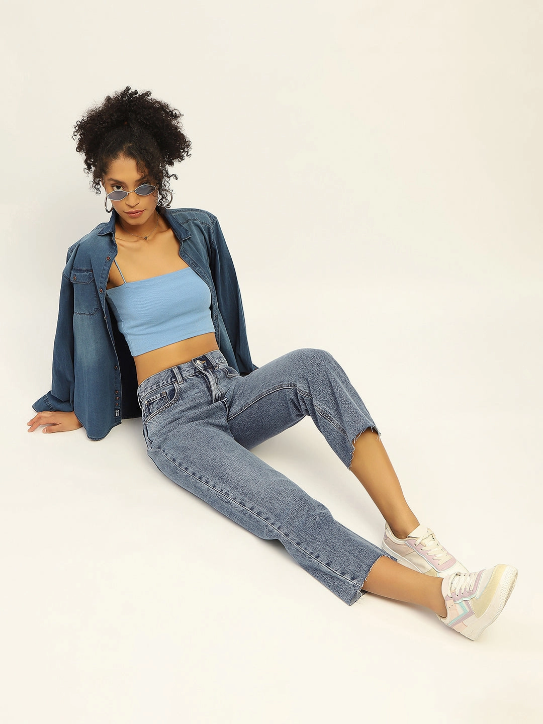 Madame Blue Boyfriend Fit Cotton Denim Relaxed Waistband Outfit Ideas