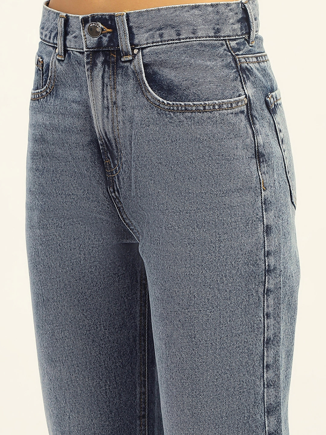 Eco Friendly Dye Process Weekend Style Rainy Day Madame Blue Boyfriend Fit Cotton Denim