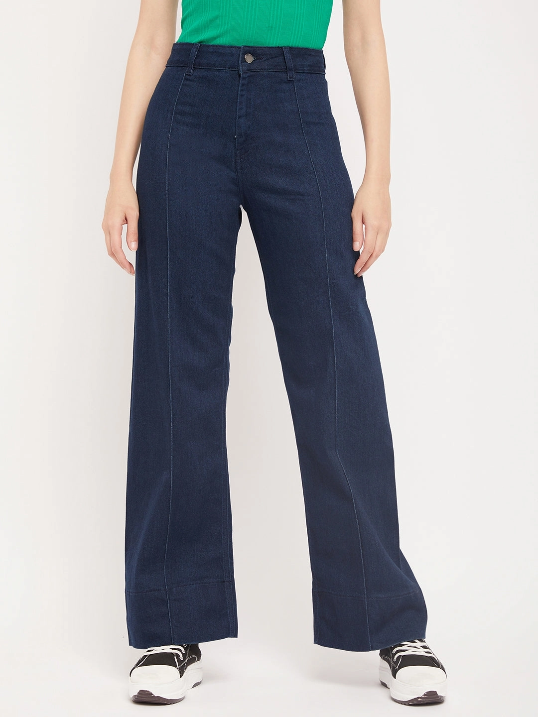 Modern Minimalist Fashion Lover Street Approved Madame Blue Wide Leg Jeans