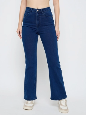 Go-To Choice Madame Cotton Blend Dark Blue Flared Jeans