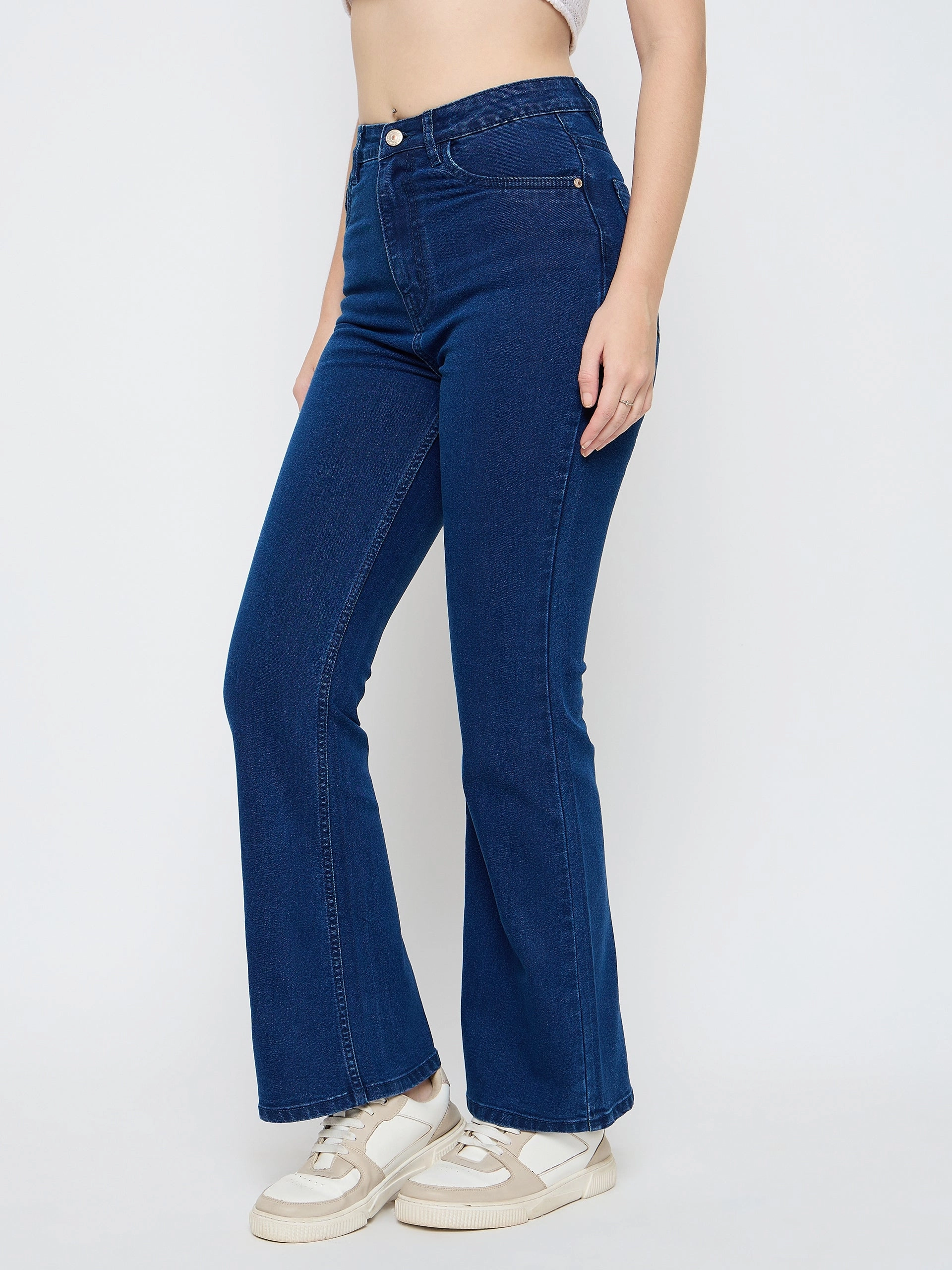 Madame Cotton Blend Dark Blue Flared Jeans Spring Mood Bold