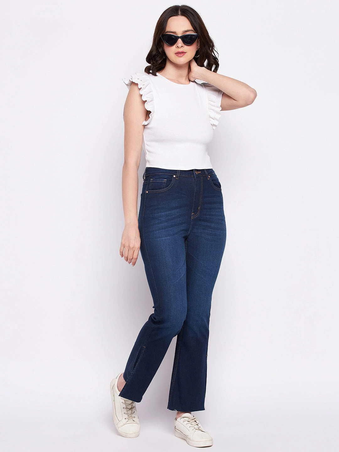 Madame Dark Blue Mid-Rise Boot -Cut Jean Comfortable Appearance