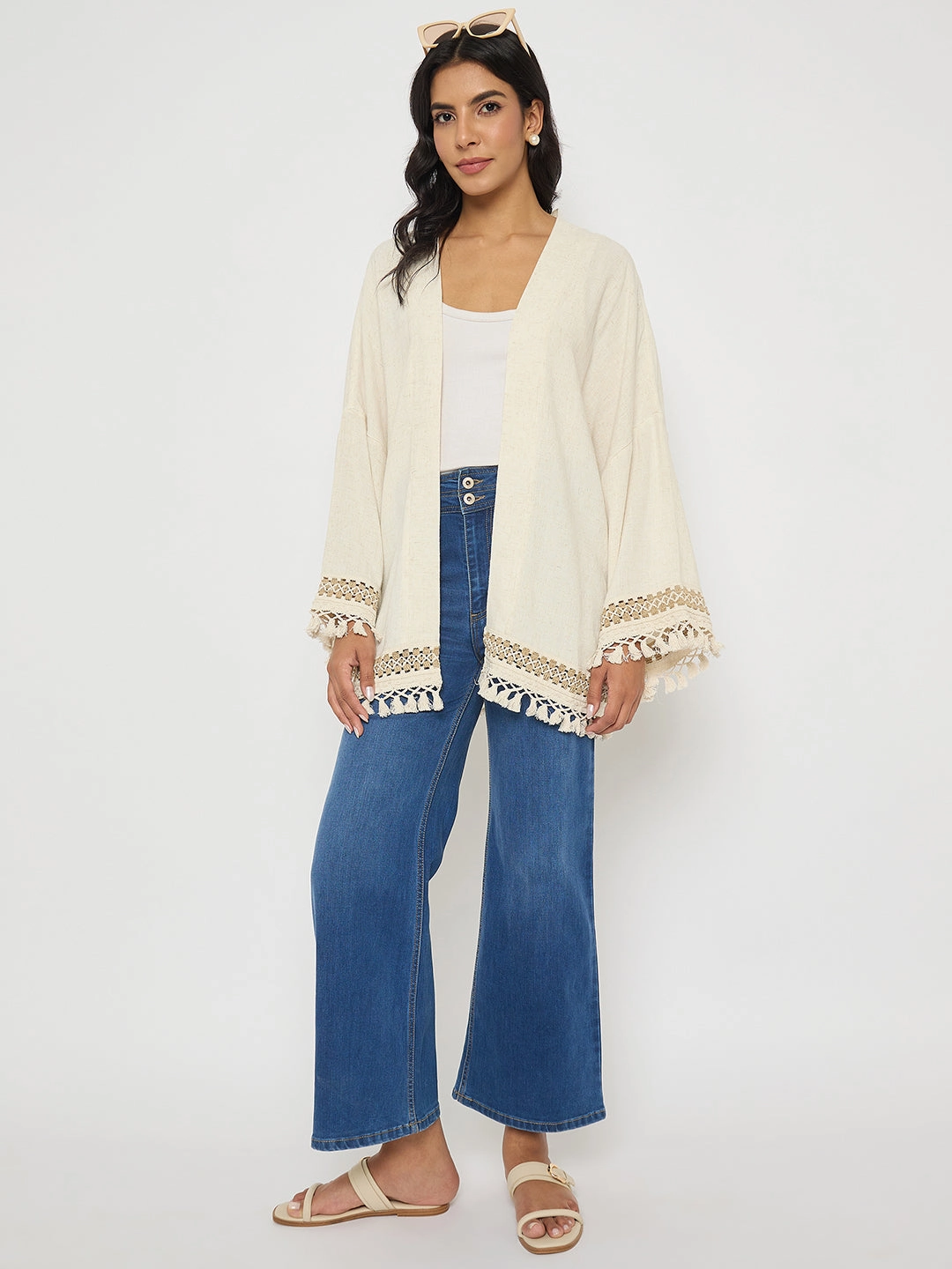 Madame Double Waisted Whiskered Wide Leg Mid Blue Jeans Relaxed Tailoring Weekend Style Outdoor Adventure