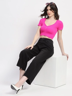 Year Rounder Madame Frayed Hem Black Flared Denim