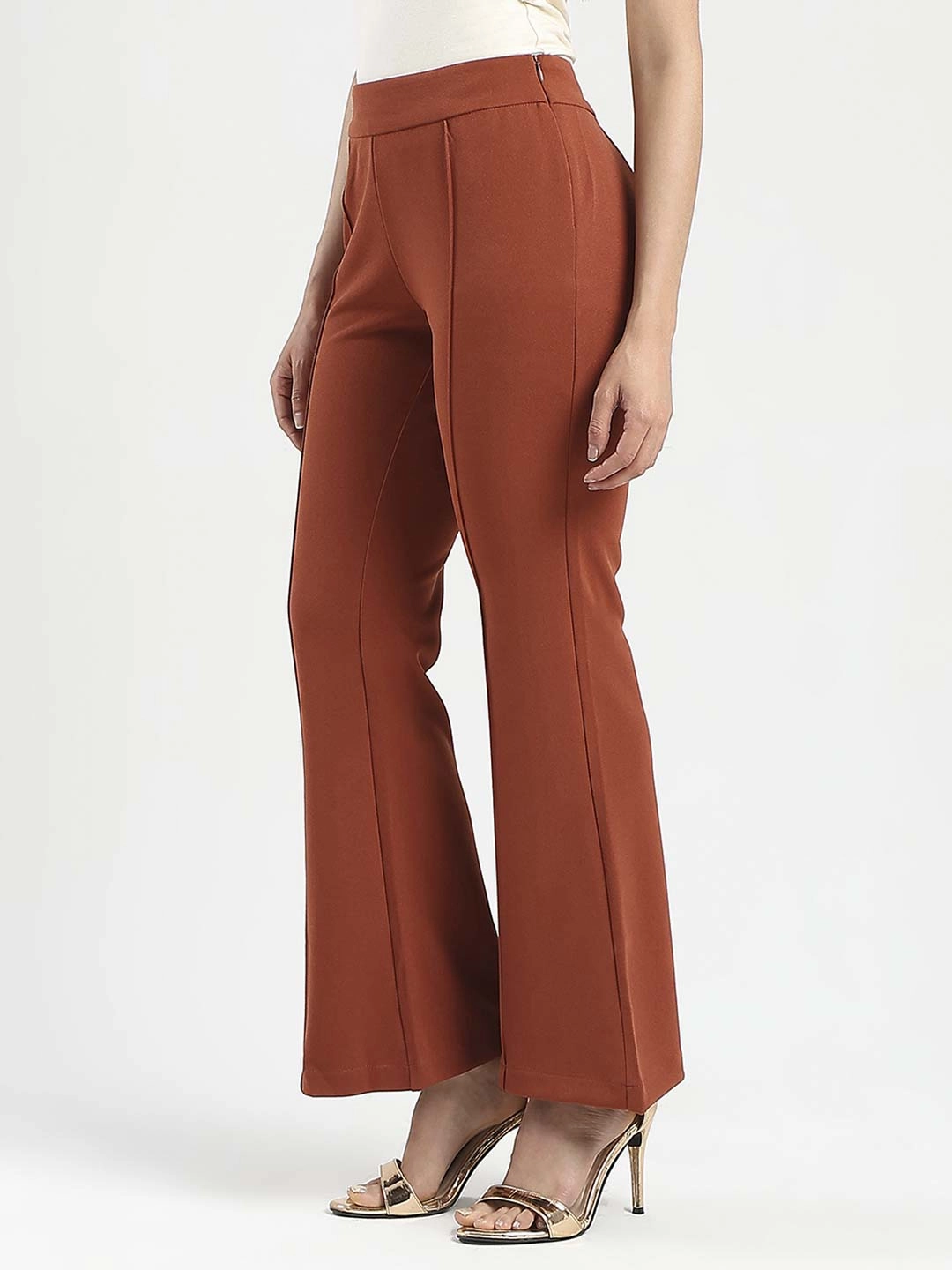 Madame Front Seam Detail Rust Red Wide Leg Trousers Perfect Design Versatile Design