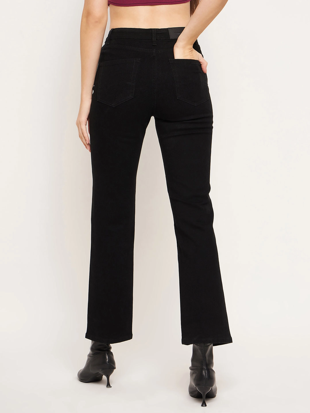 Morning Stroll Fashion Lover Artist Vibe Comfy Madame Front Slit High-Rise Straight Black Jeans