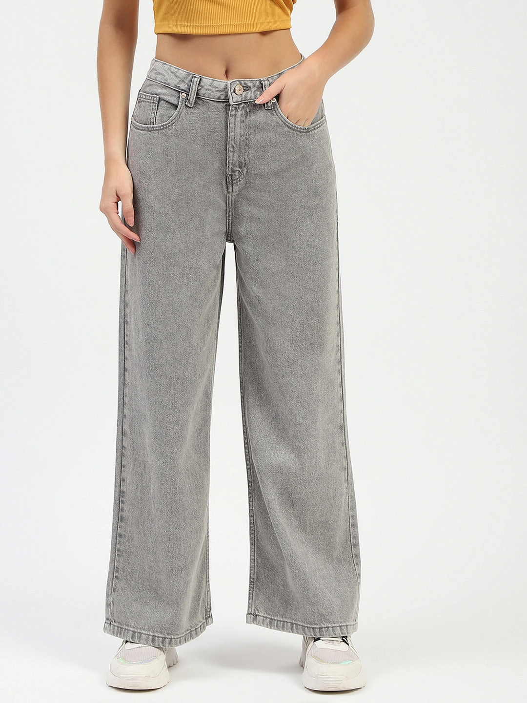 High-Quality Fit Madame Grey Wide-Leg Jeans
