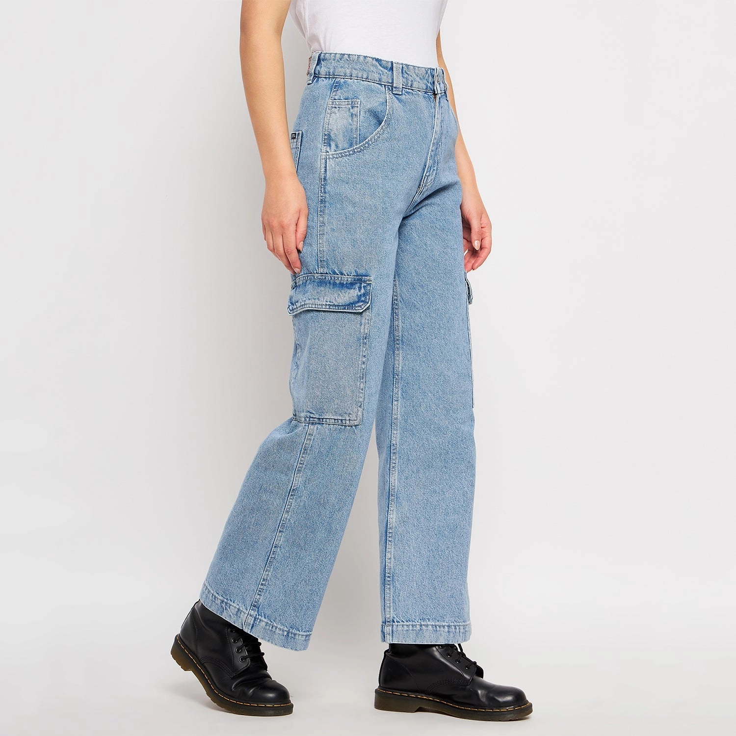 Madame Ice Blue Denim Style Essential Casual Friday Durable Athlete Fit