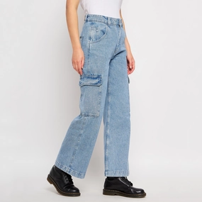 Madame Ice Blue Denim Style Essential Casual Friday Durable Athlete Fit