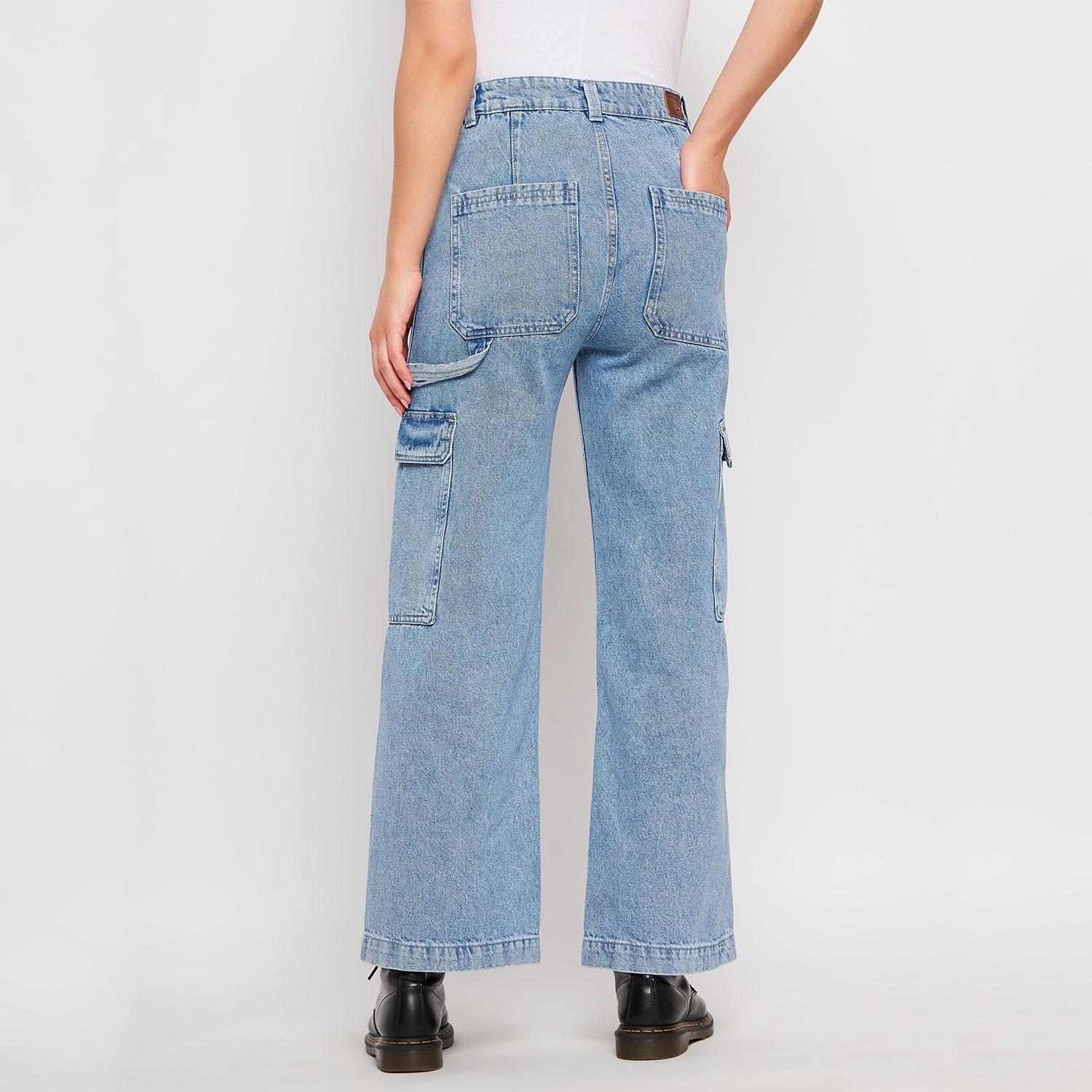 Madame Ice Blue Denim Routine Style Barrel Leg Construction