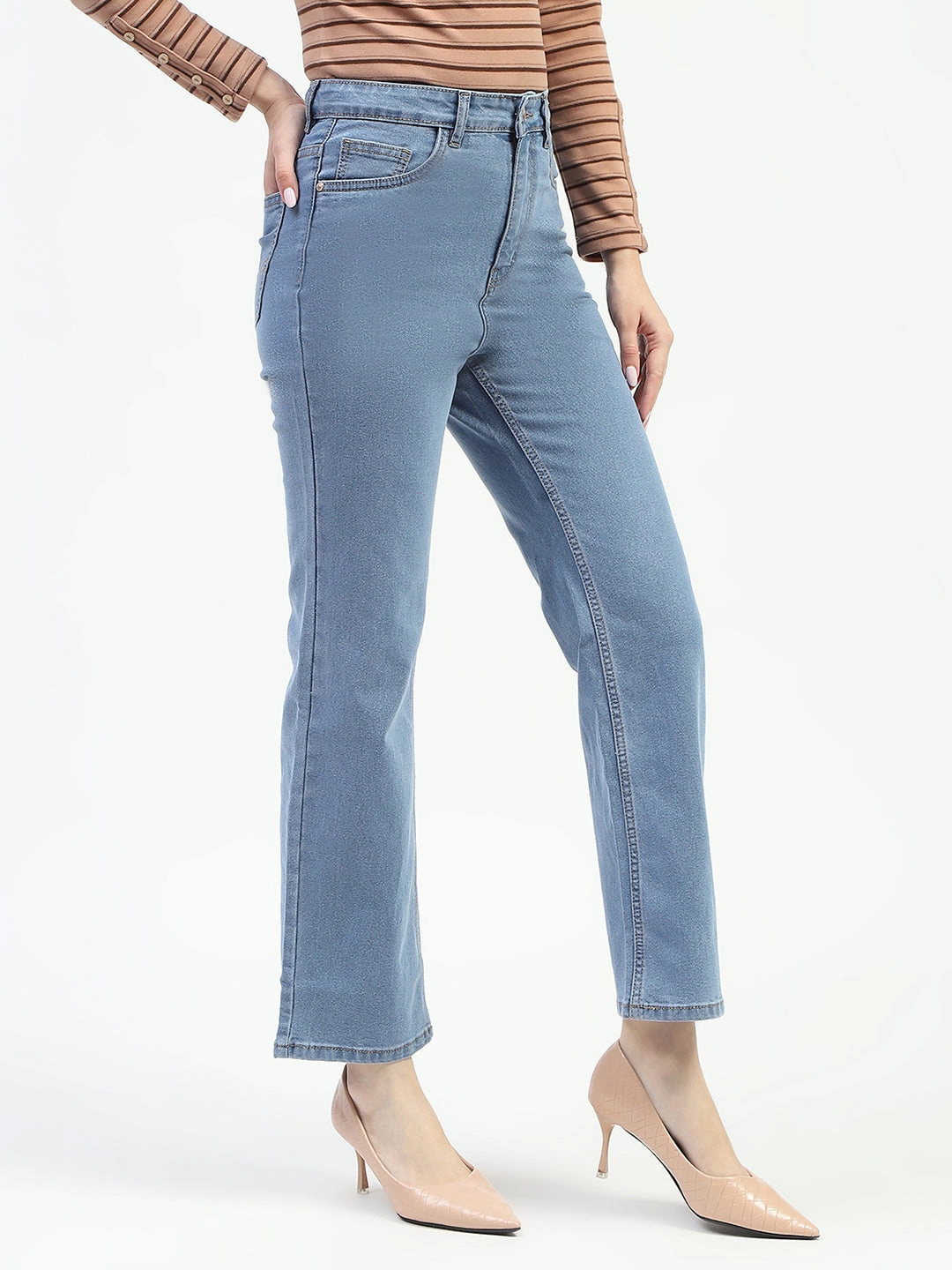 Madame Light Blue Straight Fit Cotton Denim Jeans Weekend Warrior Smooth