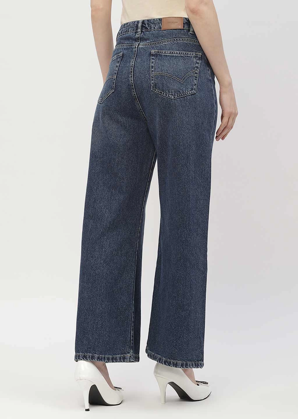 Madame Light Washed Dark Blue Wide Leg Jeans Base Fit Piece