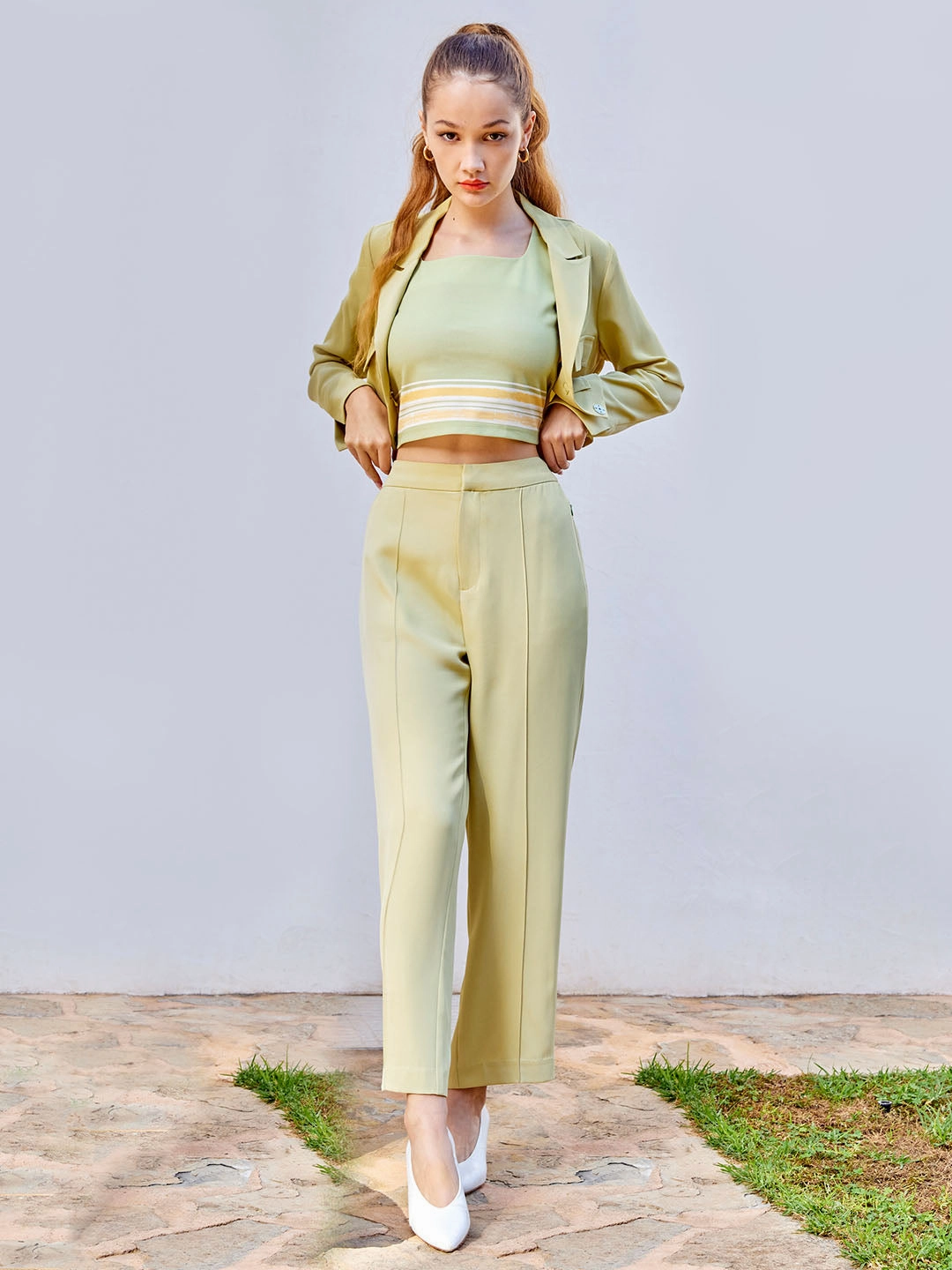Madame Lime Green Trouser Anti Friction Lining Zip-off legs