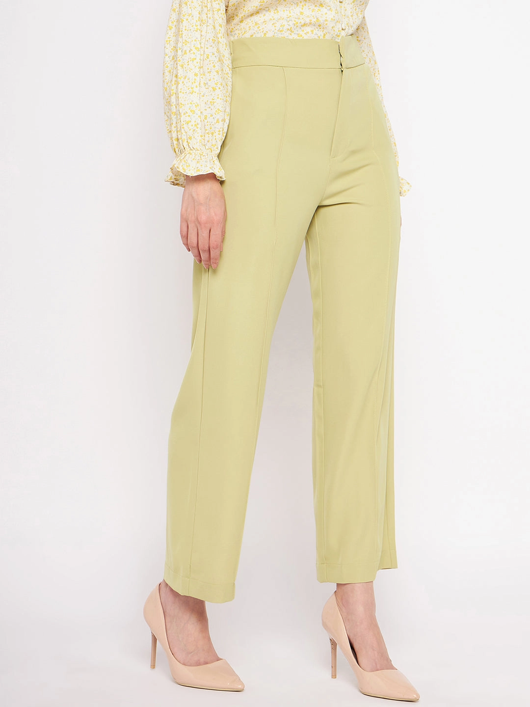 Structured fabric Madame Lime Green Trouser