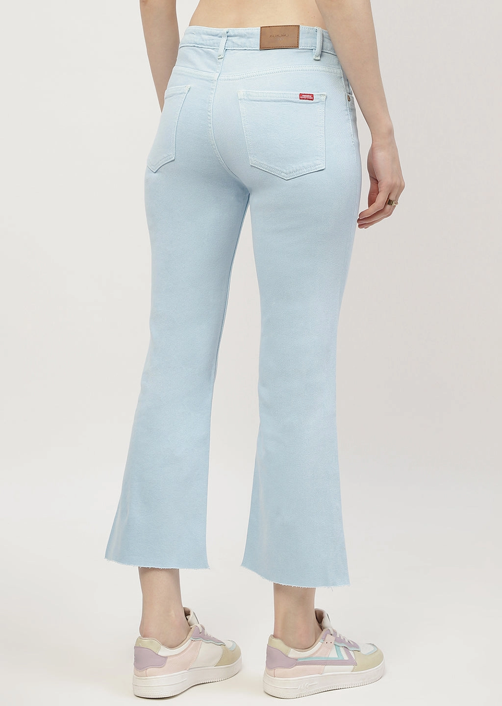 Madame Low Waist Sky Blue Bell Bottom Jeans Thermal Regulating Fabric