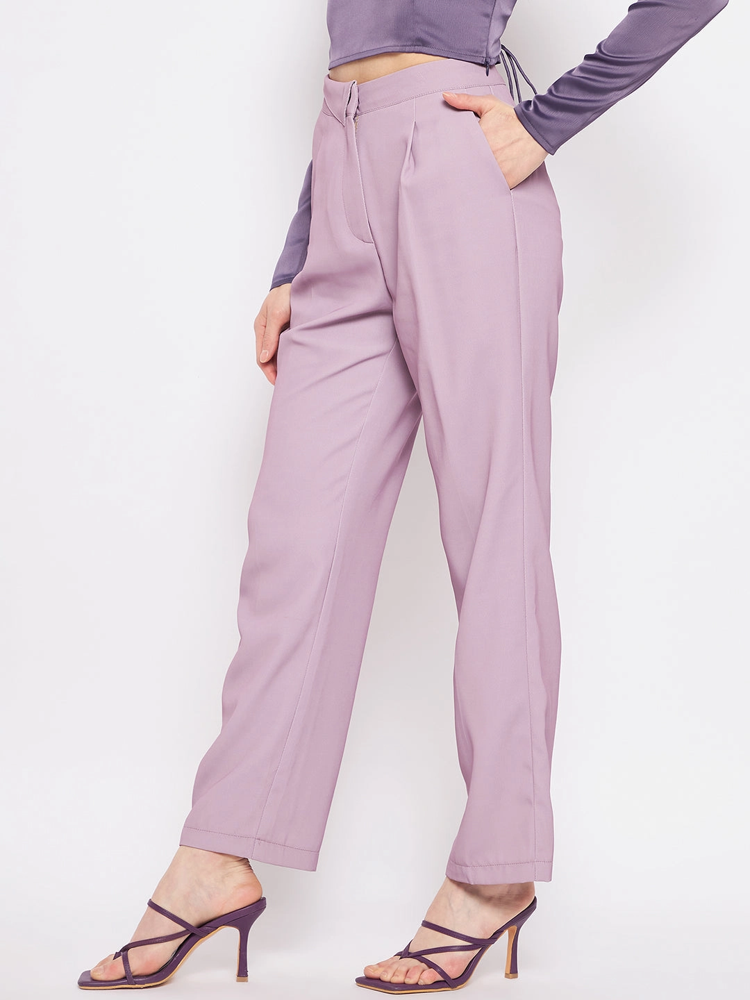 Comfort Control Madame Pleated Mauve Trouser