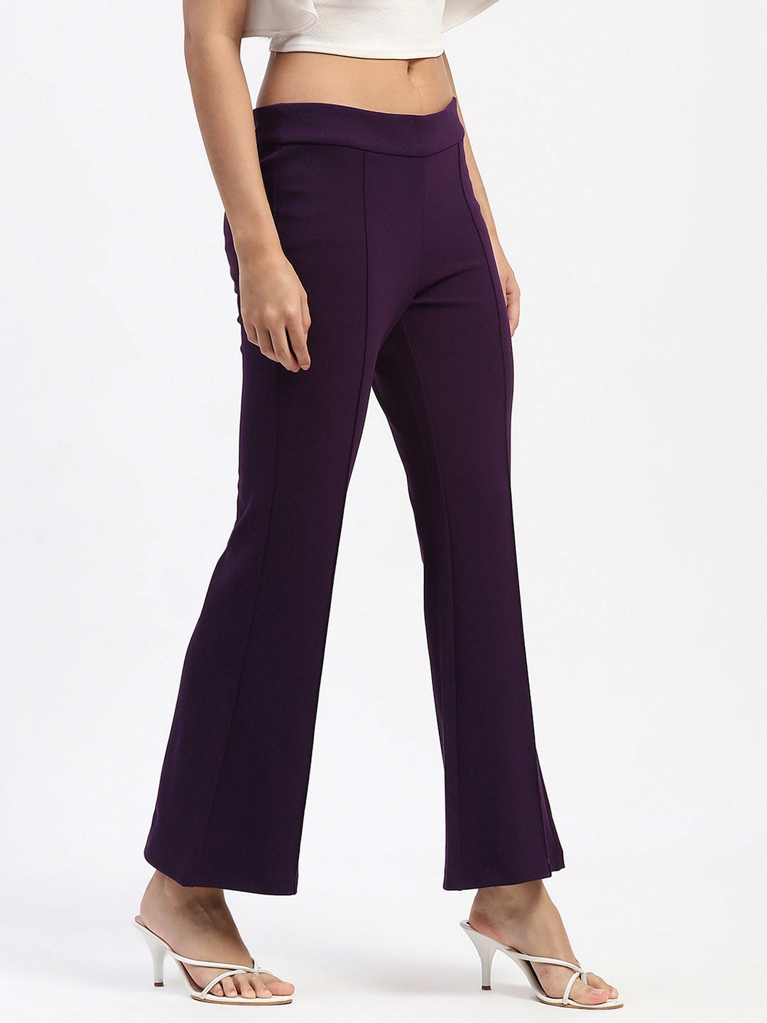 Easy Fit Madame Single Pleated Purple Flared Trousers