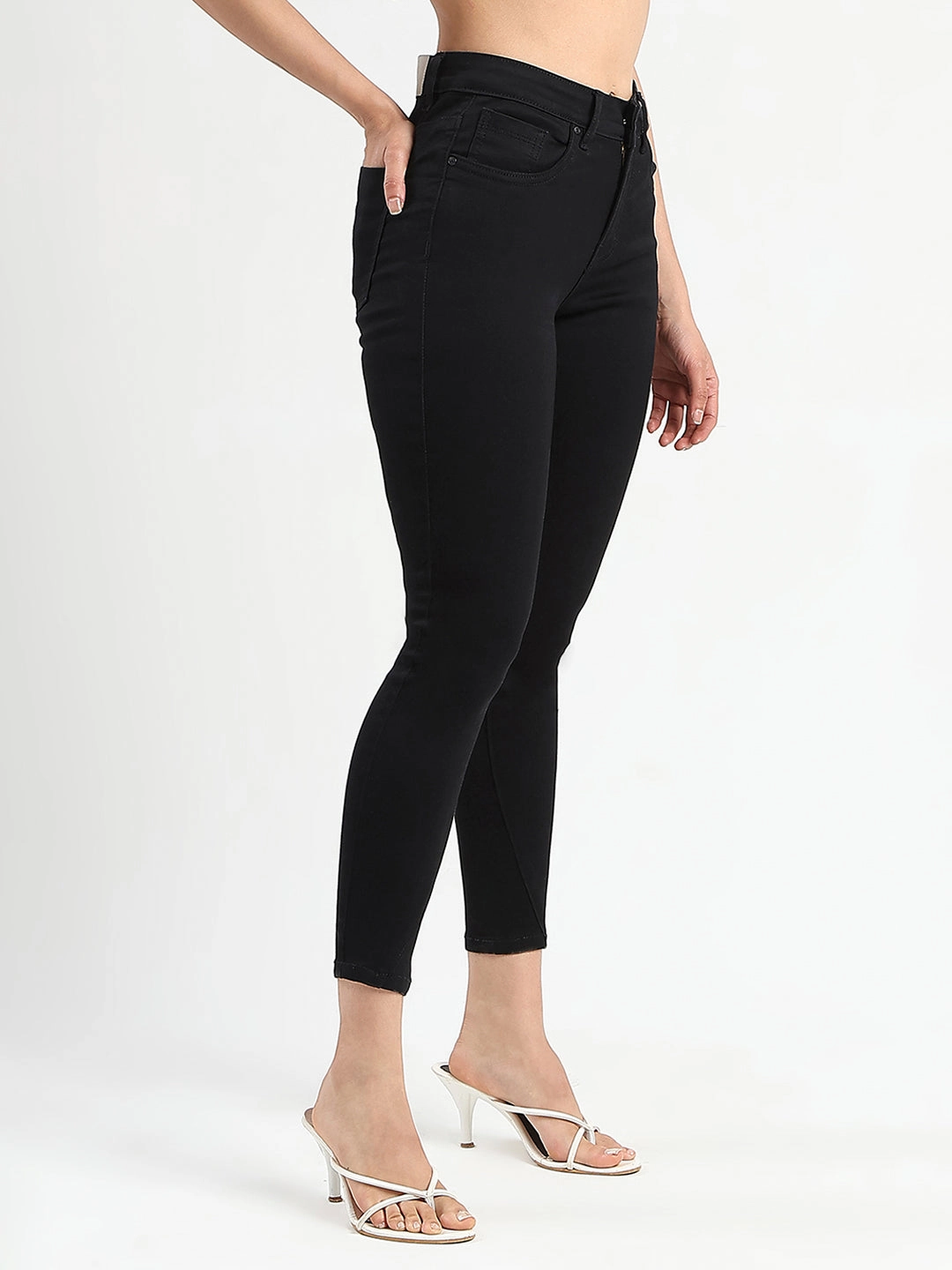 Madame Skinny Fit Black Cotton Blend Jeans All Day Wear