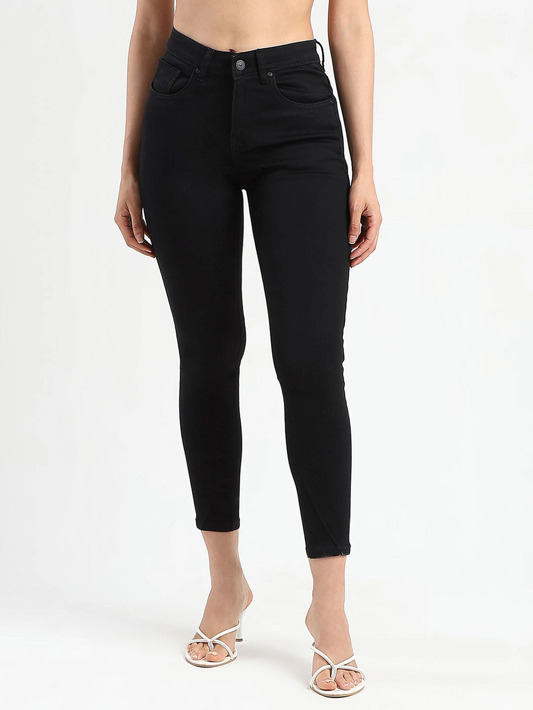 Madame Skinny Fit Black Cotton Blend Jeans Spring Mood Party Look Classic Shrink Resistant Denim