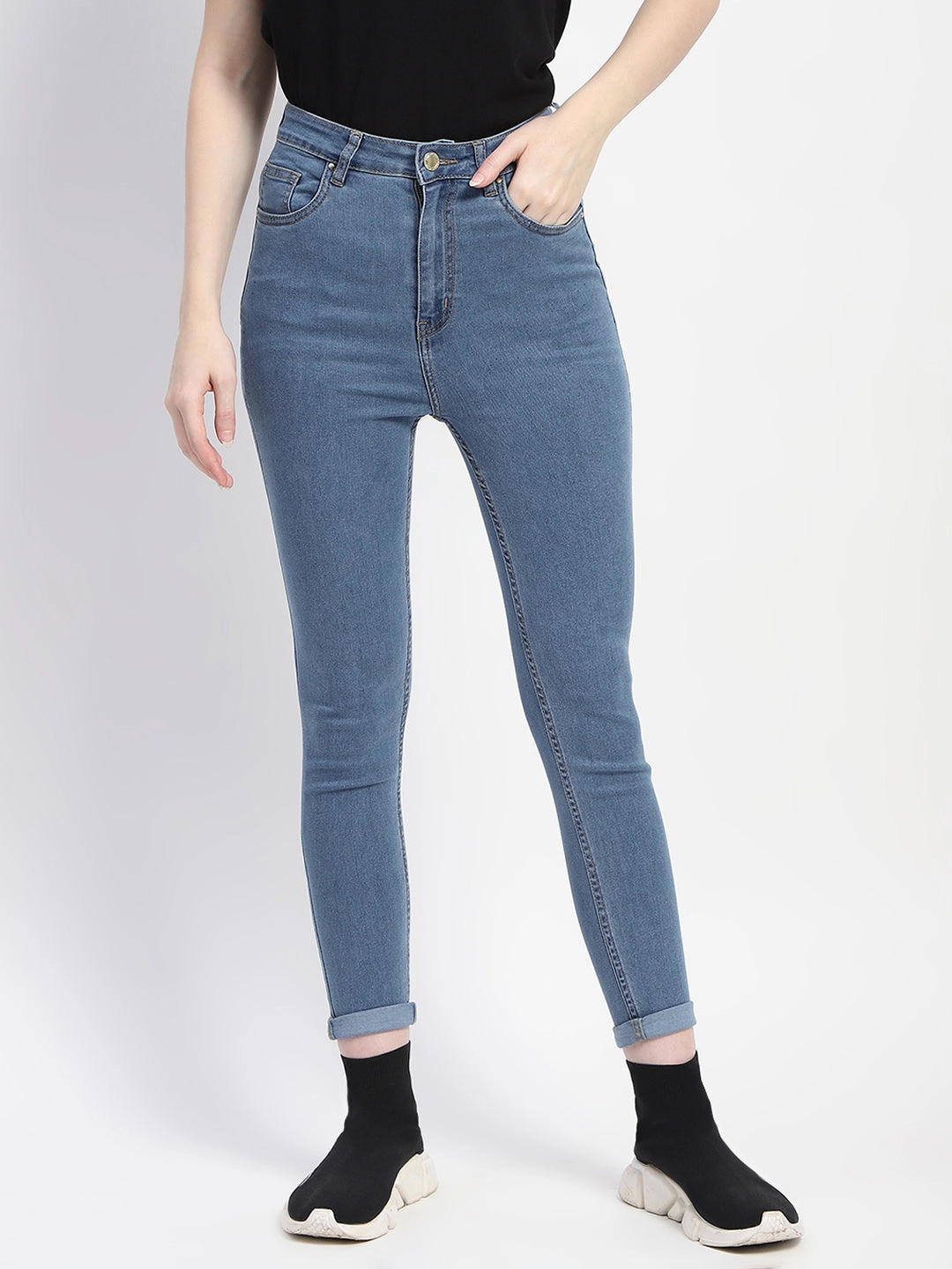Slim Cut Soft Wash Treatment Madame Skinny Fit Light Blue Denim