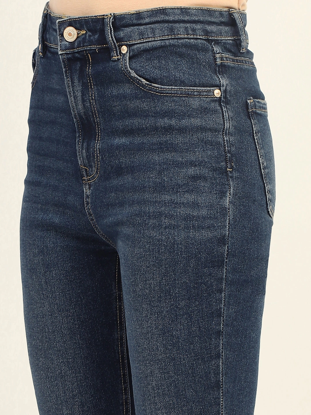 Fit And Easy Madame Skinny Fit Raw Hem Cotton Dark Blue Denim