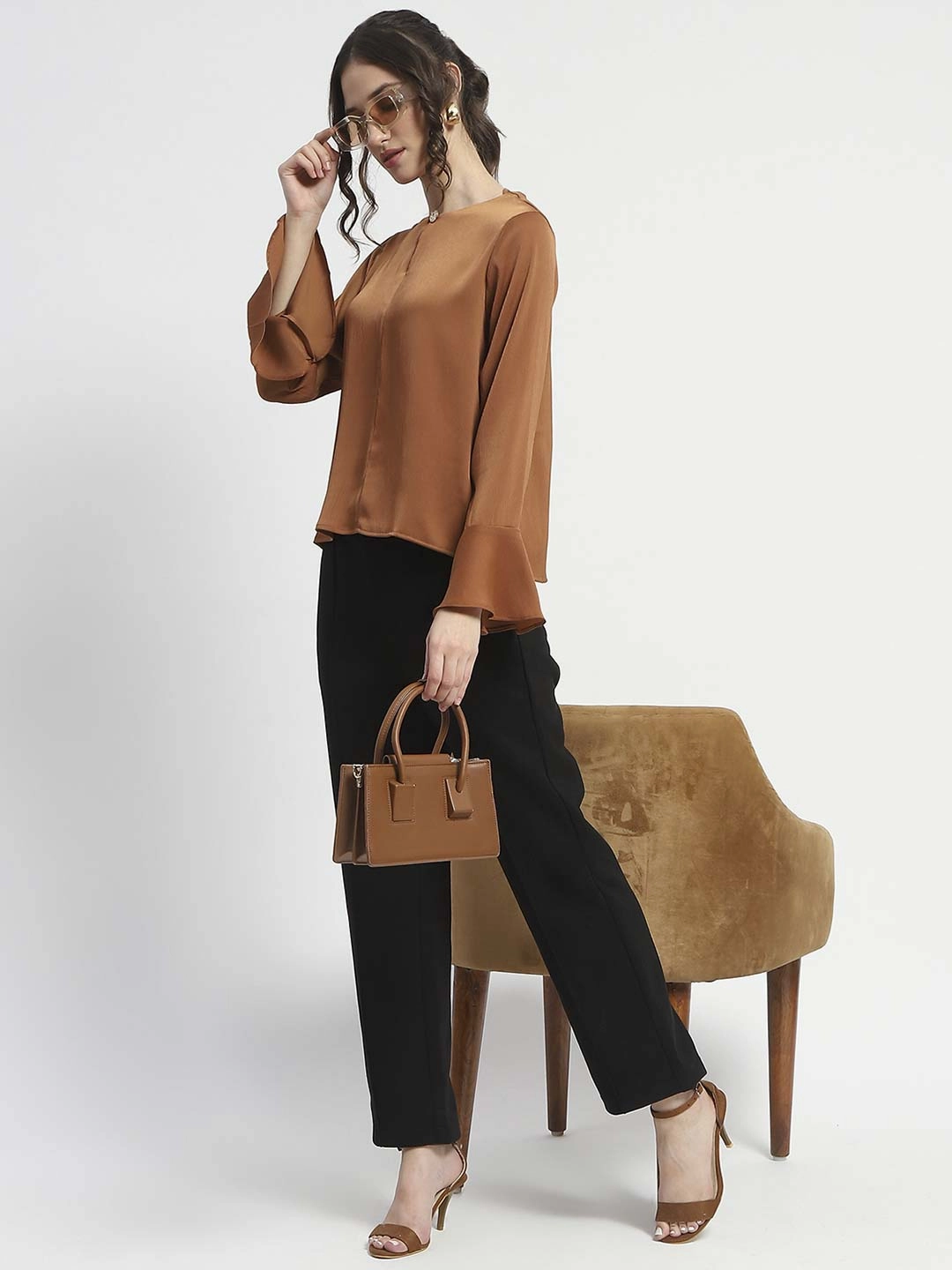 Move Comfort UltraSoftLining Madame Solid Black Pleated Gurkha Trousers