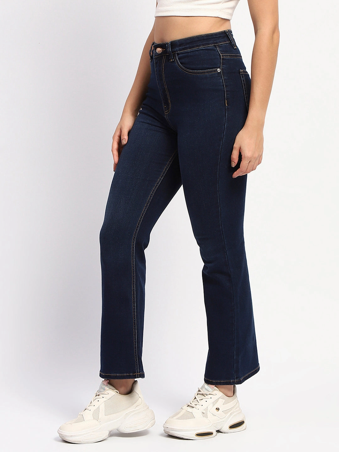 Madame Solid Blue Flared Fit Denim Classic Item