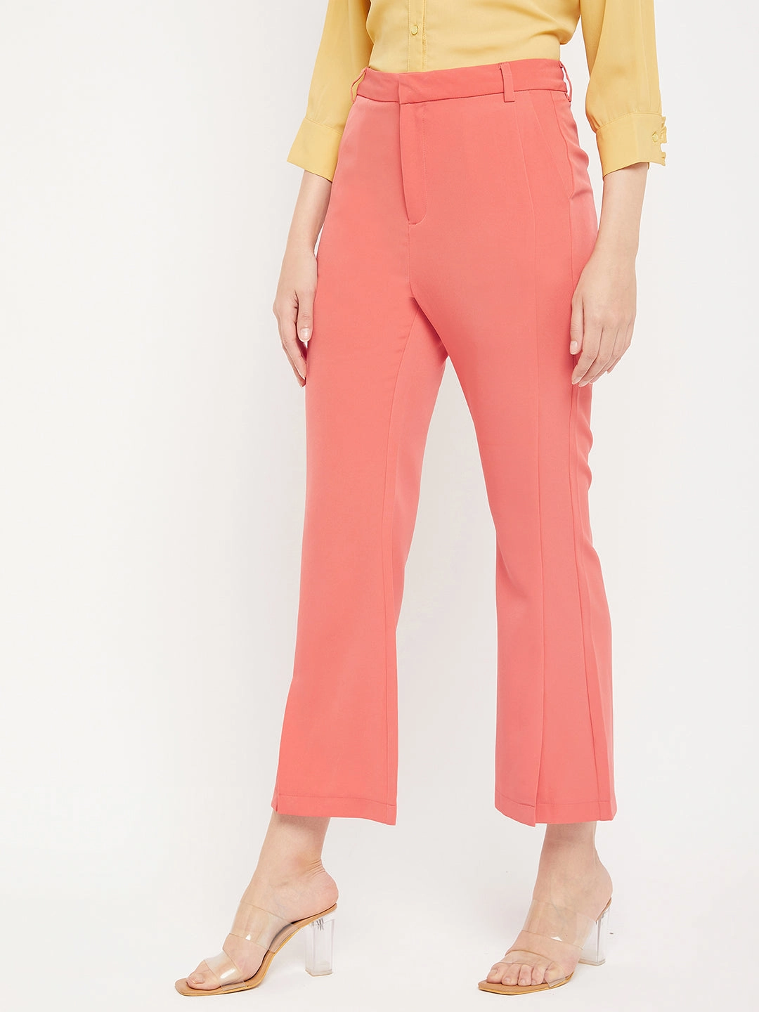 Perfect Comfort Madame Solid Coral Bootcut Trousers