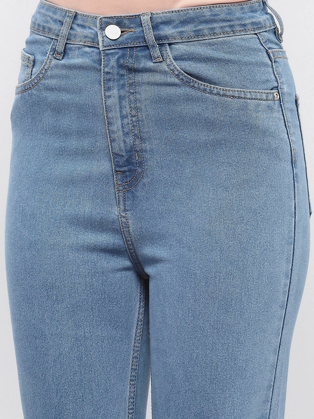 Madame Solid Light Blue Wide Leg Denim Jeans Eco Friendly Chill Outfit Road Trip Fashion Lover Classic Wear Modern Minimalist